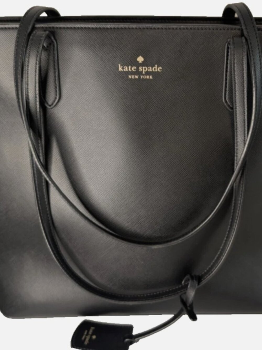 Kate Spade Leather Zip Medium Tote Saffiano Black Handbag Purse